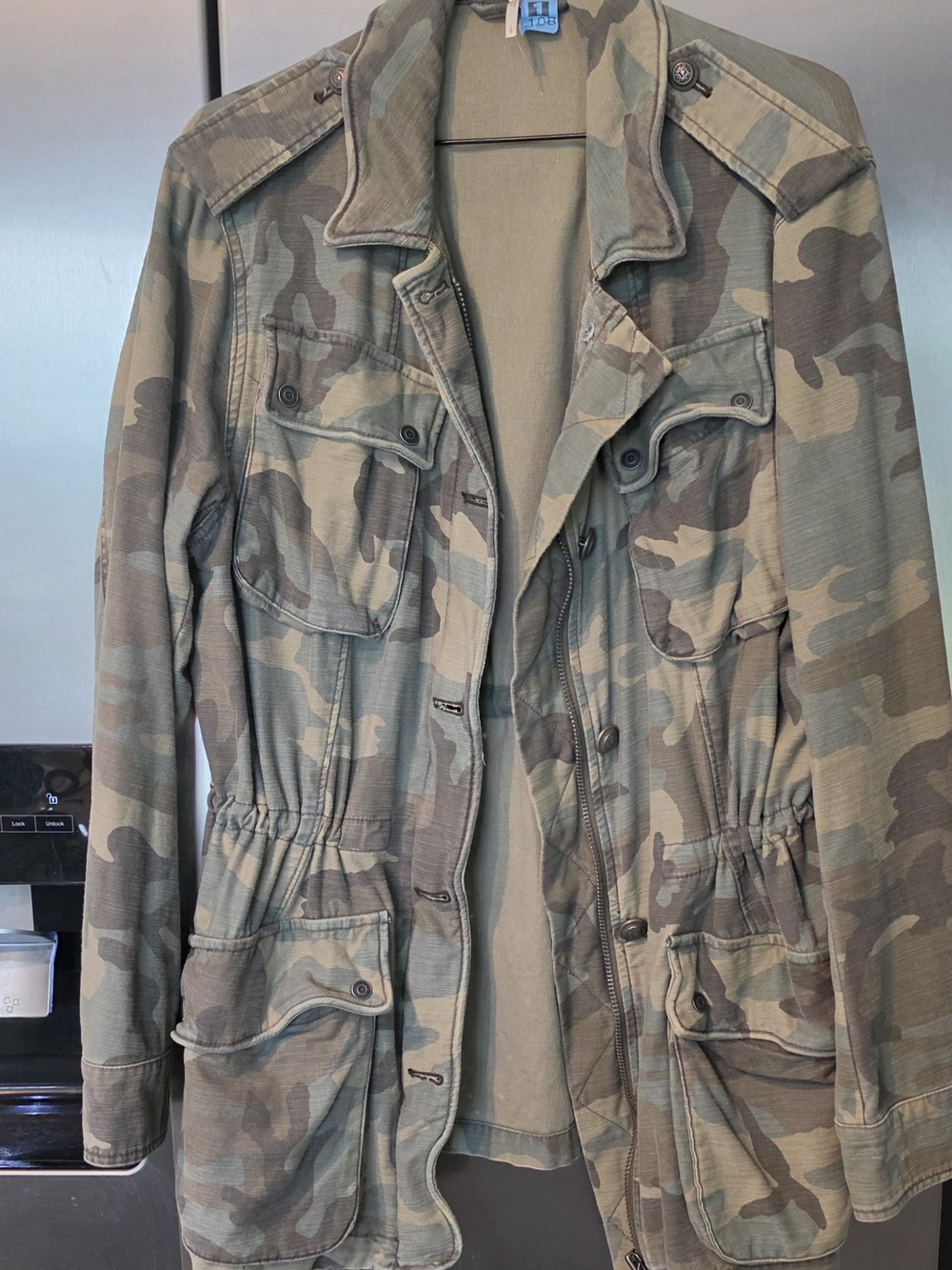 Free People Olive & Tan Camo Utility Jacket